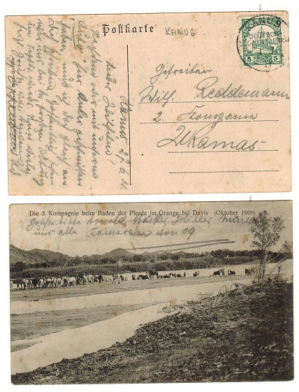 SOUTH WEST AFRICA - 1911 5pfg rate postcard use locally used at KANUS.