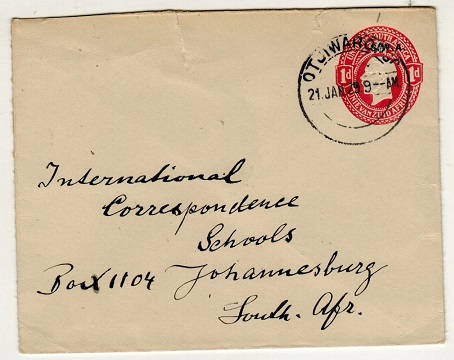 SOUTH WEST AFRICA - 1927 1d red PSE to Johannesburg used at OTKIWARONGO.  H&G 5.