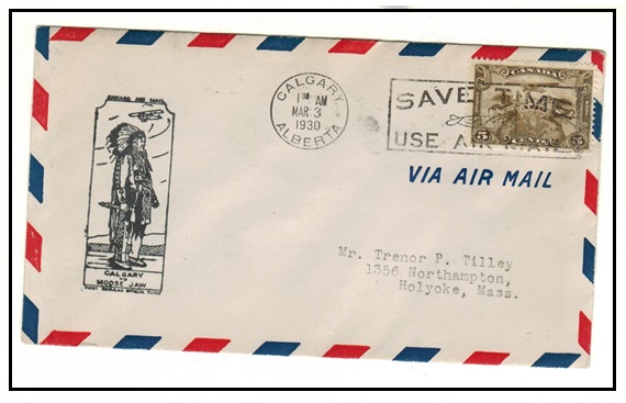 CANADA - 1930 5c first flight cover from Calgary to Moose Jaw.