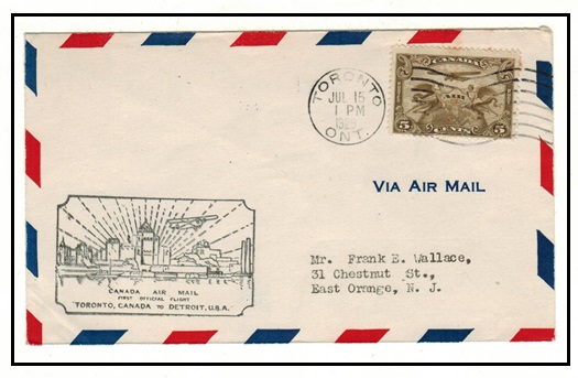 CANADA - 1929 first flight cover from Toronto to Detroit.