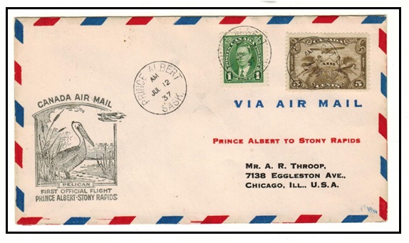 CANADA - 1937 first flight cover from Prince Albert to Stony Rapids.