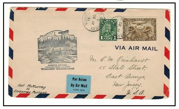 CANADA - 1931 first flight cover from Fort Murray to Embarras Portage.