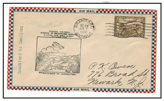 CANADA - 1930 first flight cover from Brantford to Hamilton.