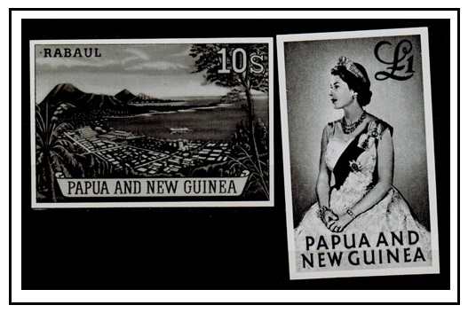 PAPUA - 1963 10/- and 1 (SG 44-45) promotional proof photographs.  
