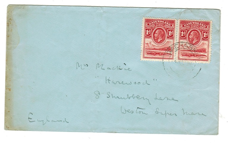 BASUTOLAND - 1936 2d rate cover to IK used at MOHALESHOEK.