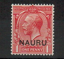 NAURU - 1916 1d bright scarlet mint with SHORT LEFT LEG OF N variety.  SG 2.