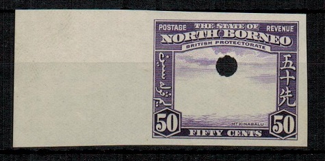 NORTH BORNEO - 1939 50 IMPERFORATE PLATE PROOF of the frame and value tablet.
