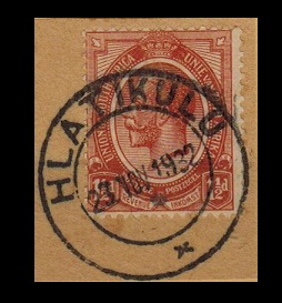 SWAZILAND - 1932 use of South Africa 1 1/2d adhesive used in HLATIKULU.