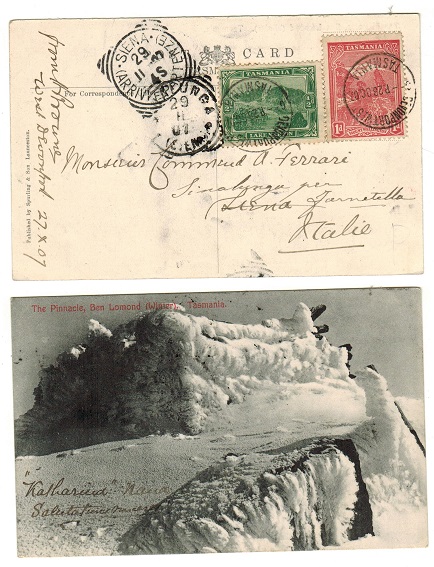 TASMANIA - 1907 postcard use to Italy used at DEVONPORT WEST.
