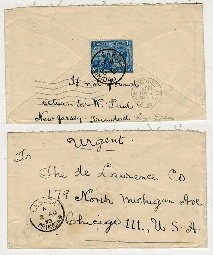 TRINIDAD AND TOBAGO - 1933 3d rate cover to USA used at LA BREA.