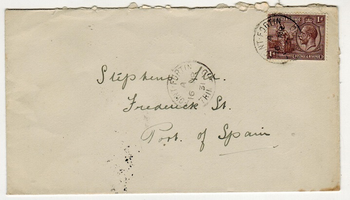 TRINIDAD AND TOBAGO - 1931 1d rate local cover used at POINT FORTIN. 