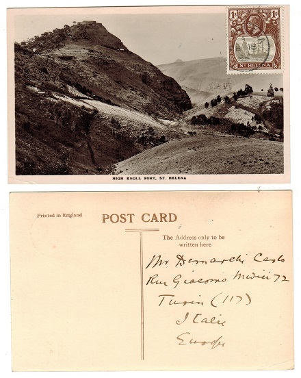 ST.HELENA - 1932 postcard use to Italy bearing 1/- 