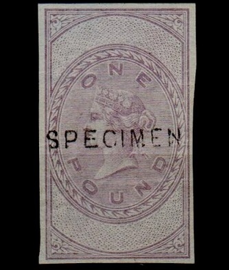 BECHUANALAND - 1888 £1 (SG type 5) unappropriated die IMPERFORATE PLATE PROOF struck SPECIMEN.