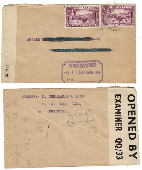 SIERRA LEONE - 1944 3d rate 