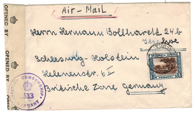 SOUTH WEST AFRICA - 1941 1/- rate 