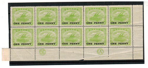 PAPUA - 1917 ONE PENNY on 1/2d green 