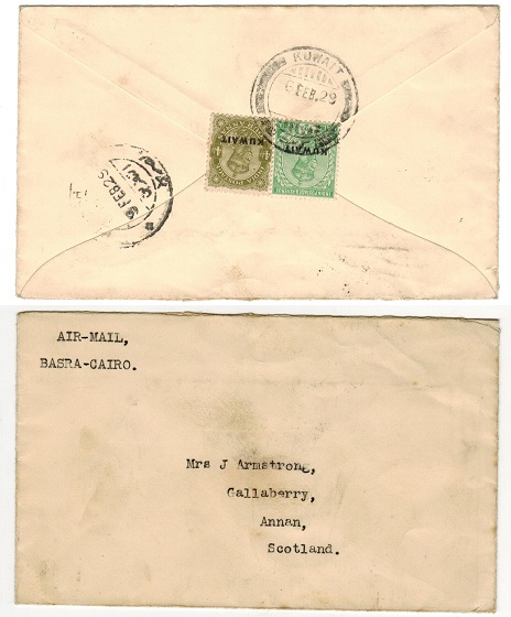 KUWAIT - 1929 4 1/2a rate cover to UK.