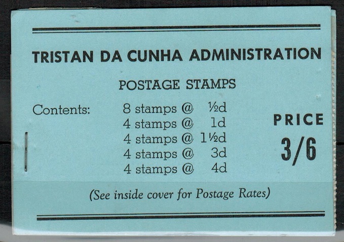 TRISTAN DA CUNHA - 1957 3/6d black on blue BOOKLET cancelled TRISTAN DA CUNHA.  SG SB1.

