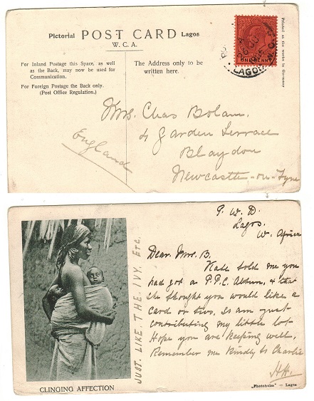 LAGOS - 1905 1d rate postcard use to UK.