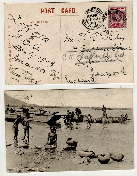 NORTHERN NIGERIA - 1909 1d rate postcard use to UK.