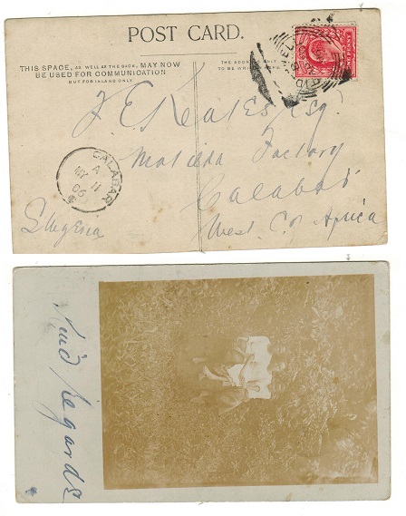 SOUTHERN NIGERIA - 1906 inward postcard from UK to Calabar.