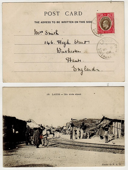 SOUTHERN NIGERIA - 1908 1d rate postcard use to UK.