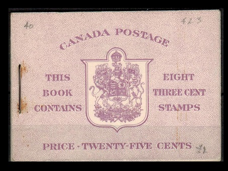 CANADA - 1950 25c purple BOOKLET with English text and stapled at left.  SG SB44.
