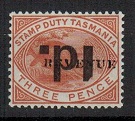 TASMANIA - 1903 1d on 3d REVENUE mint with SURCHARGE INVERTED.
