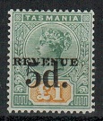 TASMANIA - 1918 5d on £1 orange and green REVENUE mint.