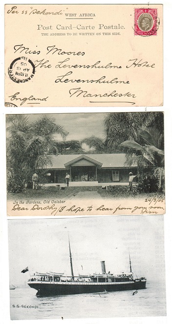 SOUTHERN NIGERIA - 1905 1d rate postcard use to UK used at CALABAR.