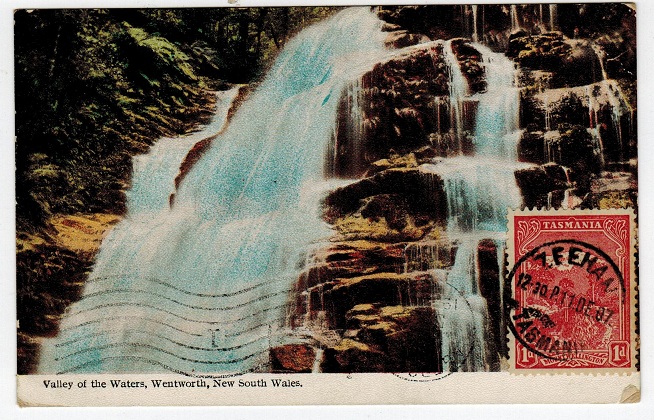 TASMANIA - 1907 use of picture postcard to USA from ZEEHAN/TASMANIA.