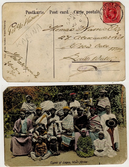 SOUTHERN NIGERIA - 1908 1d rate postcard use to UK used at SAPELE.