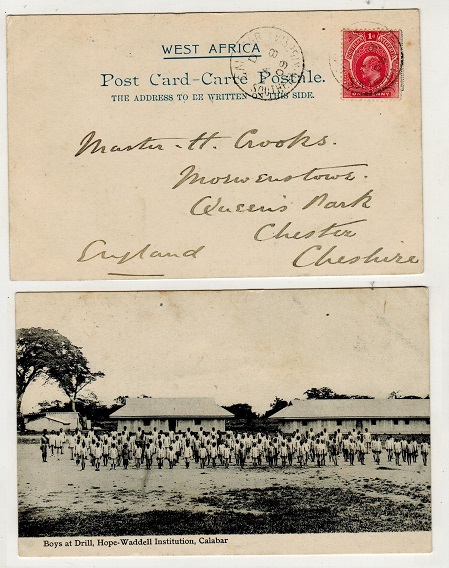 SOUTHERN NIGERIA - 1909 1d rate postcard use to UK used at CALABAR.