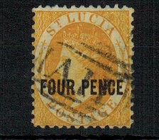 ST.LUCIA - 1882-84 4d yellow cancelled by 