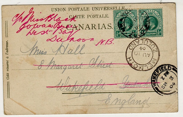 ZULULAND - 1904 1d rate postcard use to UK used at NKANDA/ZULULAND.