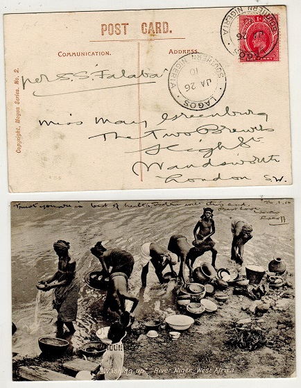 SOUTHERN NIGERIA - 1910 postcard use to UK used at LAGOS.