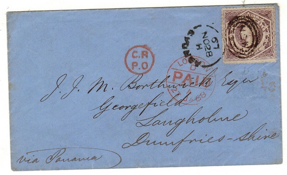NEW SOUTH WALES - 1867 6d rate cover to UK used at SYDNEY.