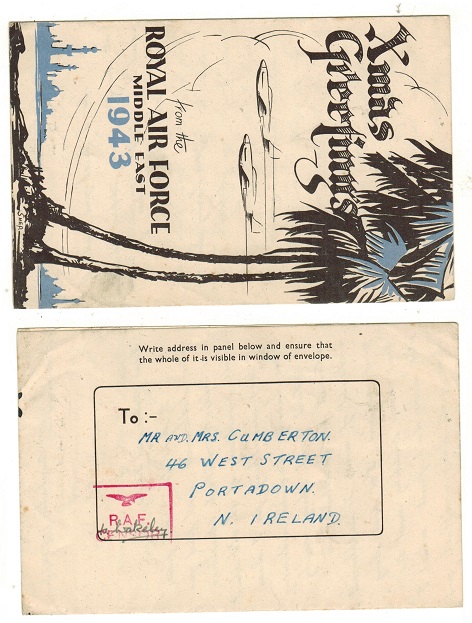 B.O.F.I.C. - 1943 XMAS GREETINGS postcard used by the Royal Air Force.