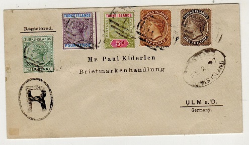 TURKS AND CAICOS IS - 1897 multi franked cover to Germany.