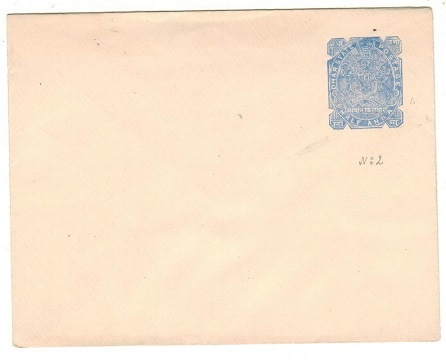 INDIA - 1898 1/2a blue on cream PSE unused.  H&G 2.