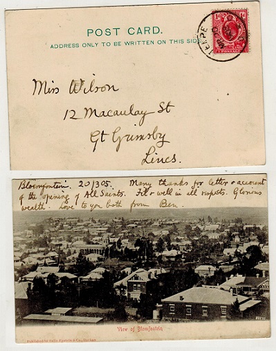 ORANGE RIVER COLONY - 1905 1d rate postcard use to UK used at TEMPE.