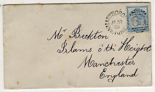 VICTORIA - 1890 6d rate cover to UK used at MARYBOROUGH.
