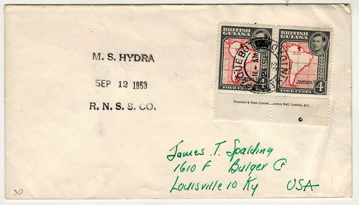BRITISH GUIANA - 1953 8c rate 
