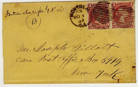 CANADA - 1899 6c rate cover to USA used at MONTREAL.