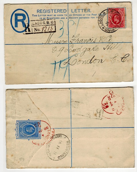 SOUTHERN NIGERIA - 1902 2d ultramarine RPSE to UK (opened on 3 sides) used at LAGOS.  H&G 2.