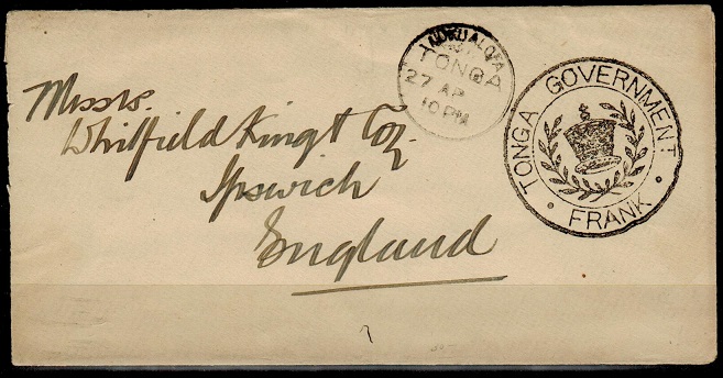TONGA - 1896 (circa) stampless 