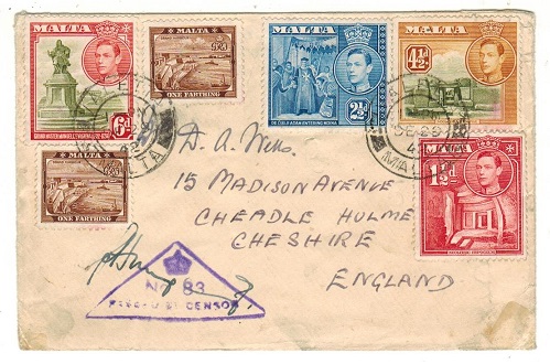 MALTA - 1942 multi franked