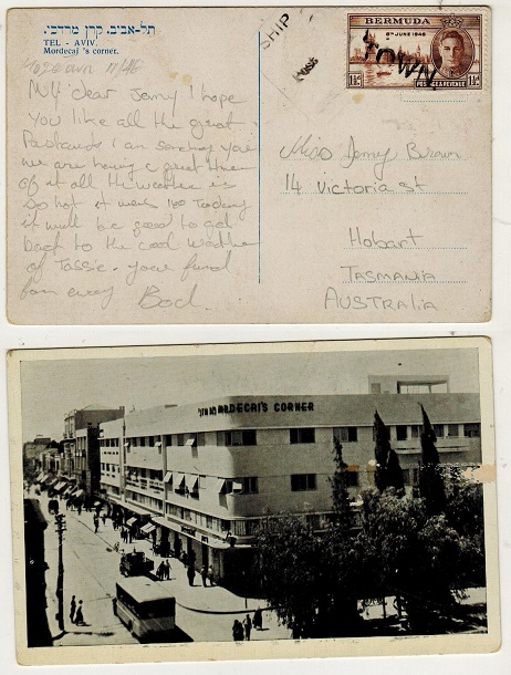 BAHAMAS - 1946 1 1/2d rate postcard use struck SHIP POST and (Hope) TOWN s/l handstamp.