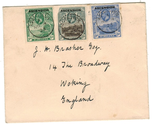 ASCENSION - 1923 6d rate cover to UK.