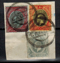 SOUTHERN NIGERIA - 1920 (circa) 2d, 4d and 2/6d adhesives used on piece by LAGOS parcel strike.